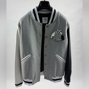 Opening Ceremony Gray Bomber Jacket with Black and White Accents